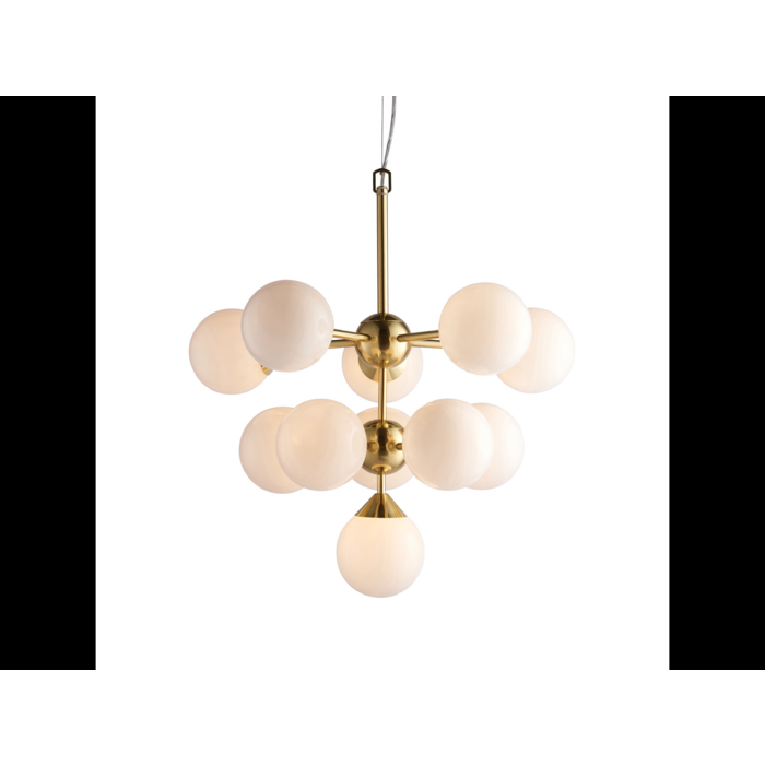 Arne - Mid Century Opal Globe Feature Light - Brushed Brass