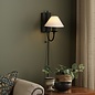 Siran - Black Plug In Wall Light with White Linen Shade