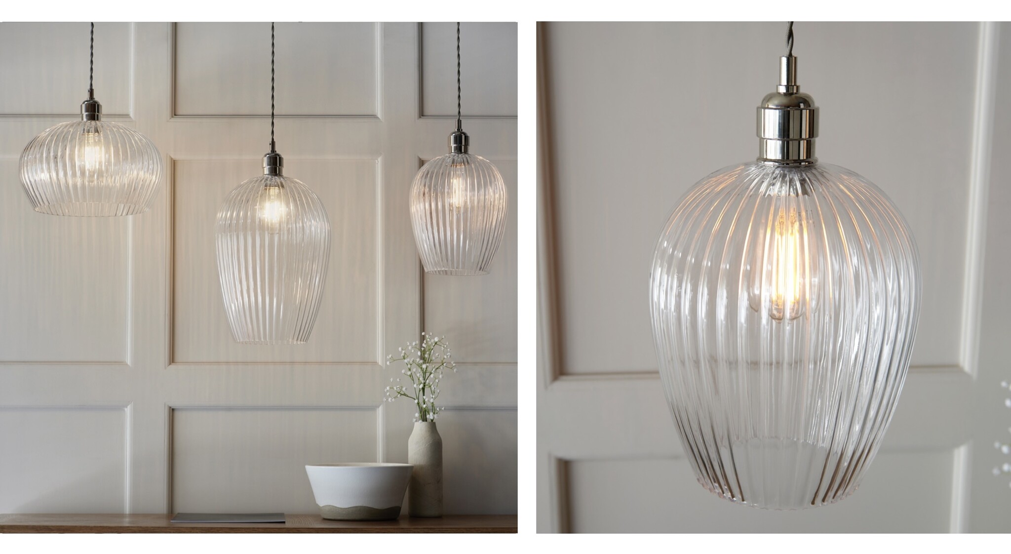 Ribbed glass kitchen light