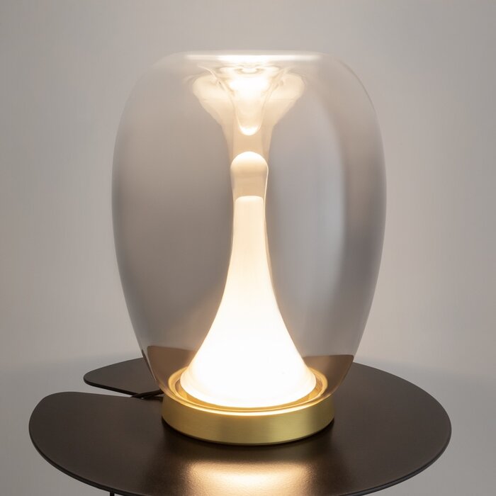 Marlise - Double Glass Minimalist LED Table Lamp - Smoked Grey