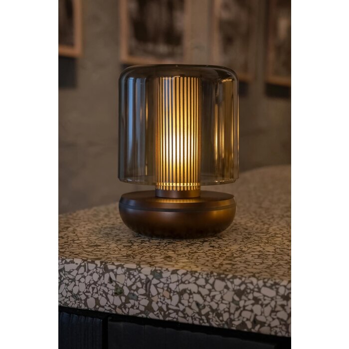Noble Firefly - Rechargeable Cordless Table Lamp - Bronze & Smoked Glass