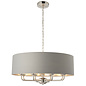 Townhouse - 8 Light Drum Chandelier - Charcoal Linen & Brushed Chrome