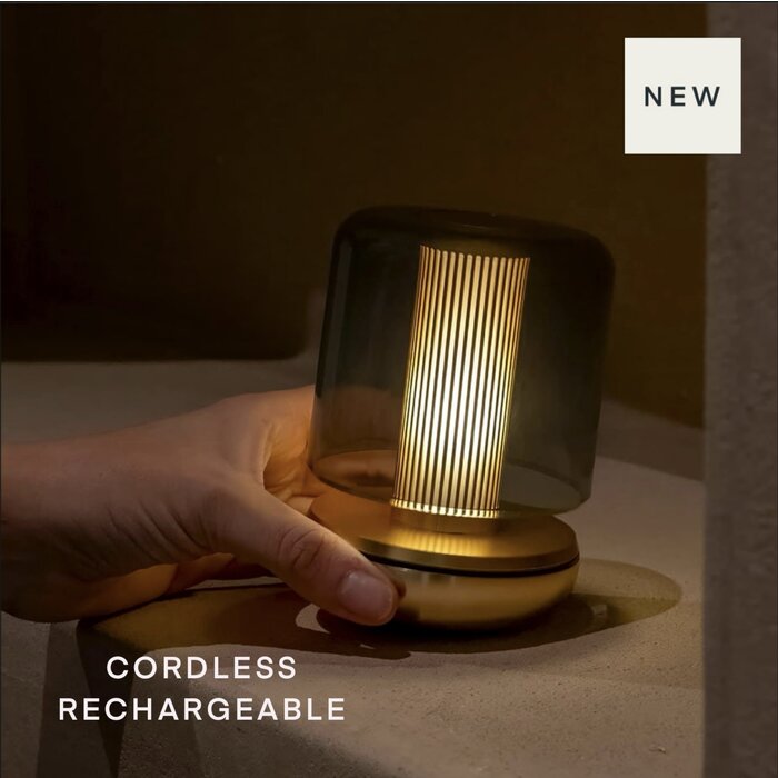 Noble Firefly - Rechargeable Cordless Table Lamp - Gold & Smoked Glass