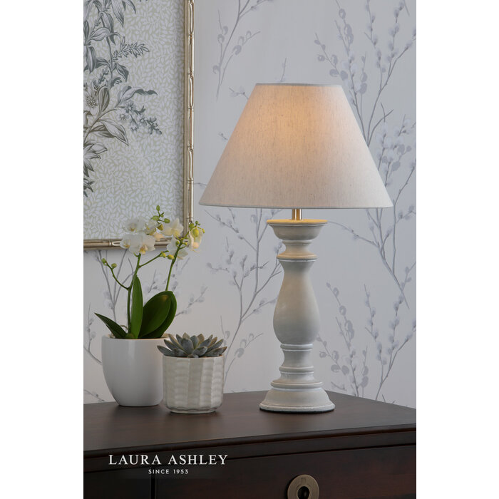 Chedworth - Washed Concrete Classic Column Table Lamp - Laura Ashley