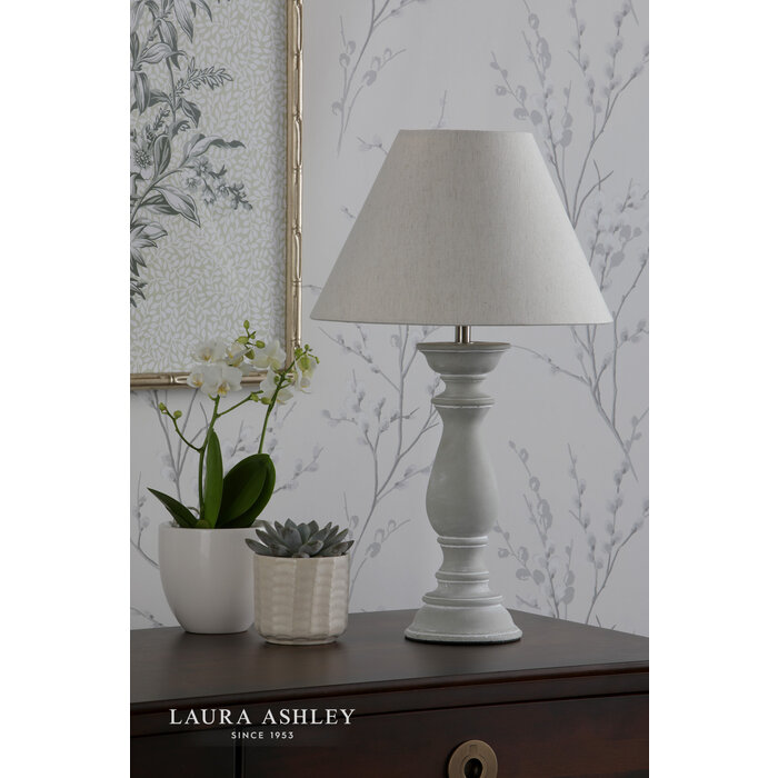 Chedworth - Washed Concrete Classic Column Table Lamp - Laura Ashley