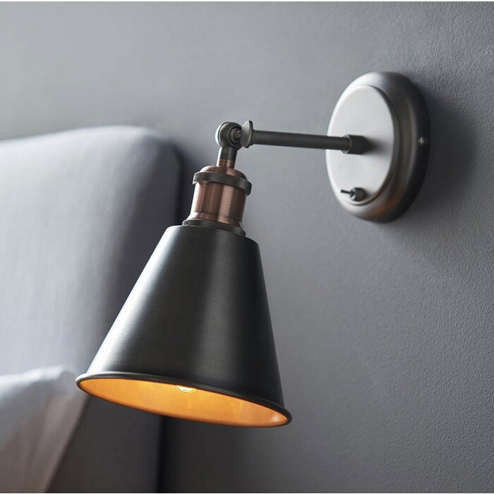 Hale – Pewter & Copper Bedside Wall Light