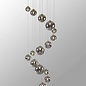 Grandis - 16 Light Giant Cluster Pendant - Satin Gold & Smoked Glass