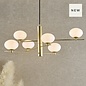 Robin - 6 Light Minimalist Chandelier Pendant Satin Gold and Opal Glass