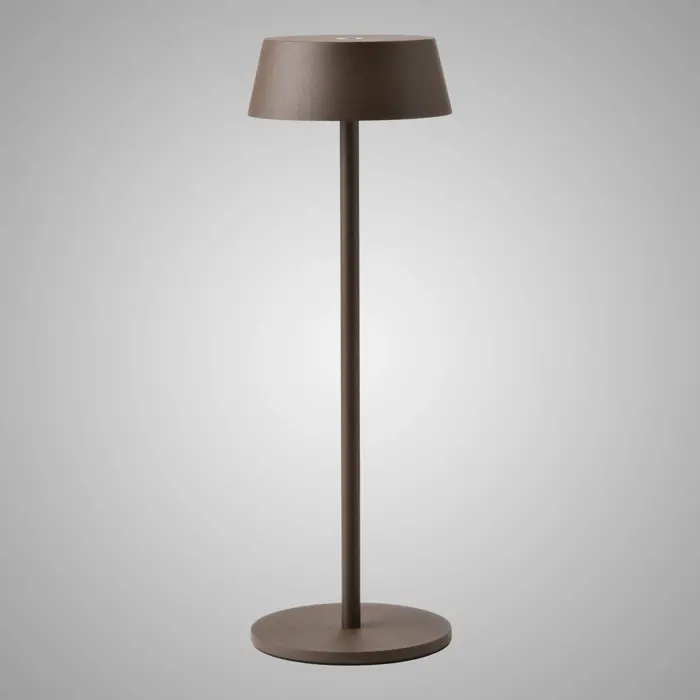 Wyvis - Minimalist Canopy Shade Rechargeable Table Lamp - Rust Brown