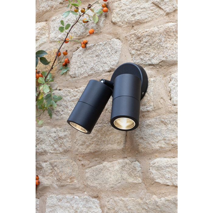 Ortex - 2 Light Outdoor Wall Spotlight - Black