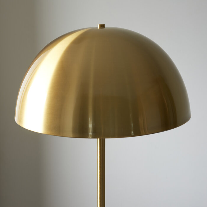 Astra - Mid Century Dome Brass Floor Lamp with Marble