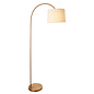 Carlton - Modern Arc Brass Floor Lamp - with Natural Fabric Shade