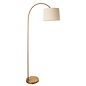 Carlton - Modern Arc Brass Floor Lamp - with Natural Fabric Shade