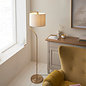 Clement - Brushed Brass Floor Lamp with Linen Shade – Reading Light for Living Rooms