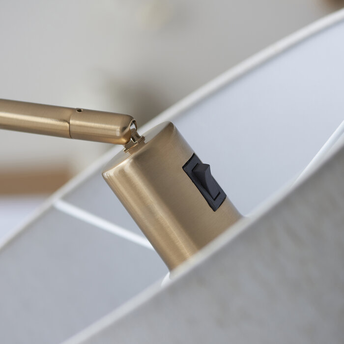 Clement - Brushed Brass Floor Lamp with Linen Shade – Reading Light for Living Rooms