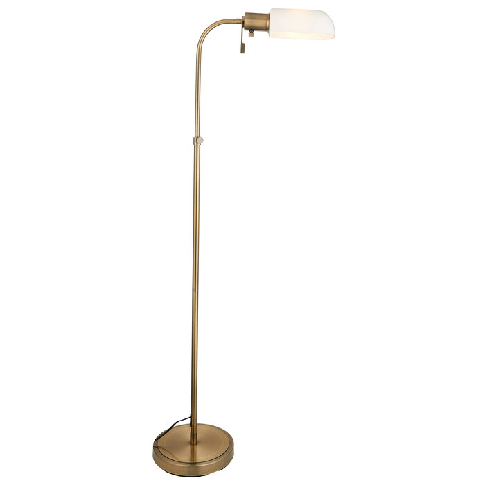Elowen - Height Adjustable Reader Floor Lamp - Antique Brass