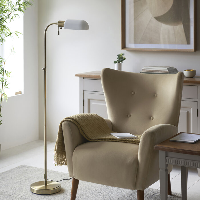 Elowen - Height Adjustable Reader Floor Lamp - Antique Brass