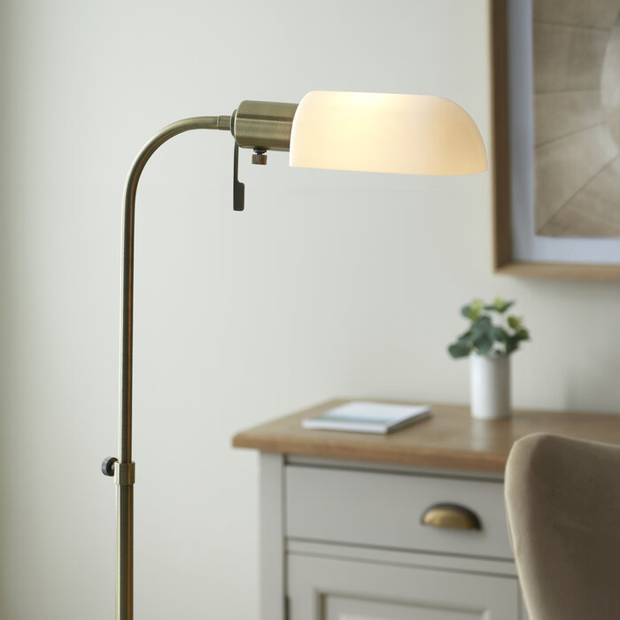 Elowen - Height Adjustable Reader Floor Lamp - Antique Brass