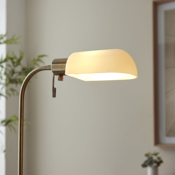 Elowen - Height Adjustable Reader Floor Lamp - Antique Brass