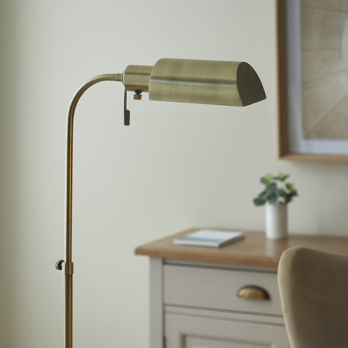 Elowen - Height Adjustable Reader Floor Lamp - Antique Brass