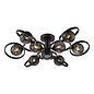 Tamara - 9 Light Large Semi-Flush Ceiling Light - Satin Black and Black Confetti Glass