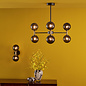 Tamara - 6 Light Semi Flush Ceiling Light - Bronze & Black Confetti Glass