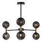 Tamara - 6 Light Semi Flush Ceiling Light - Bronze & Black Confetti Glass