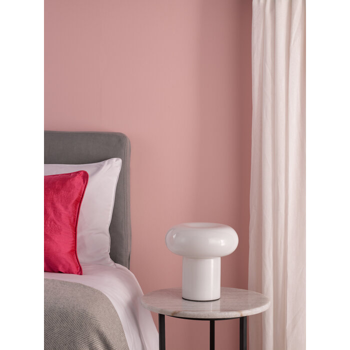 Kajan - White Glass Mushroom Retro Table Lamp