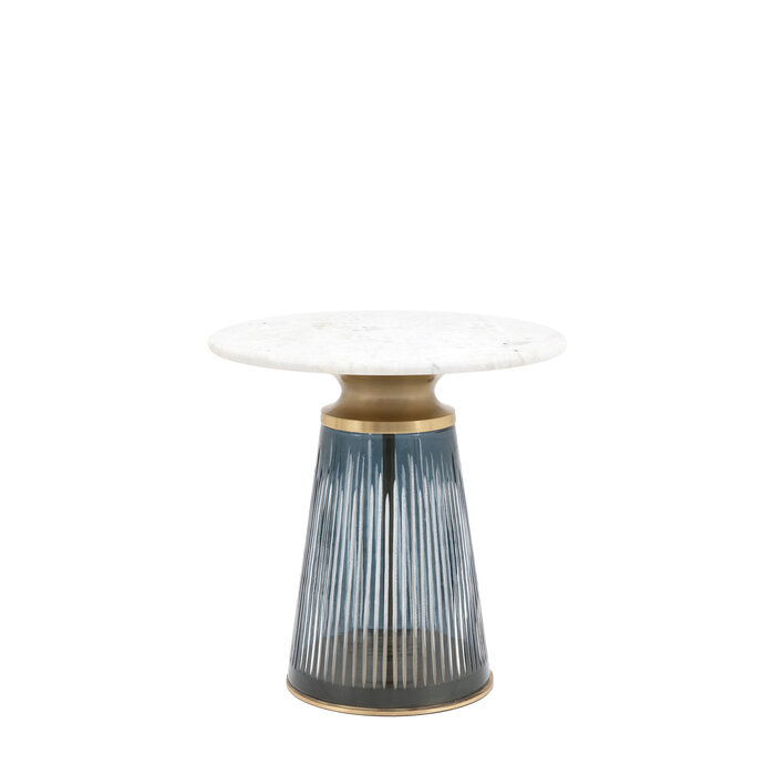 Cordoba - Glass & Marble Round Side Table - Blue