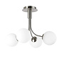Regal - 4 Light Living Room Ceiling Light - Satin Nickel & Opal Shades