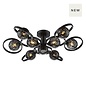 Tamara - 9 Light Large Semi-Flush Ceiling Light - Satin Black and Black Confetti Glass