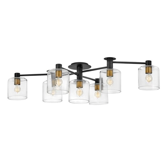 Arbor - Extra Large Semi Flush Industrial Ceiling light - Black with Heritage Brass