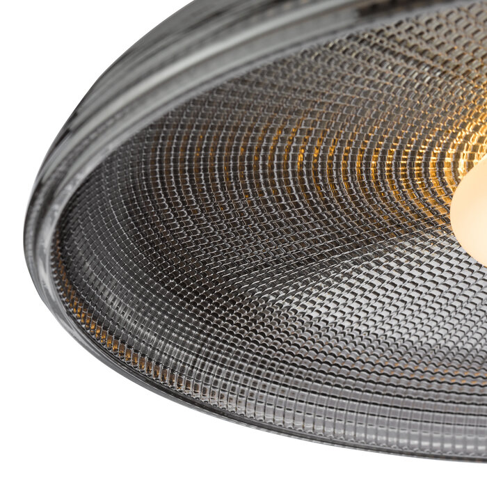 Lena - Smoked Glass & Black Modern Flush Ceiling Light