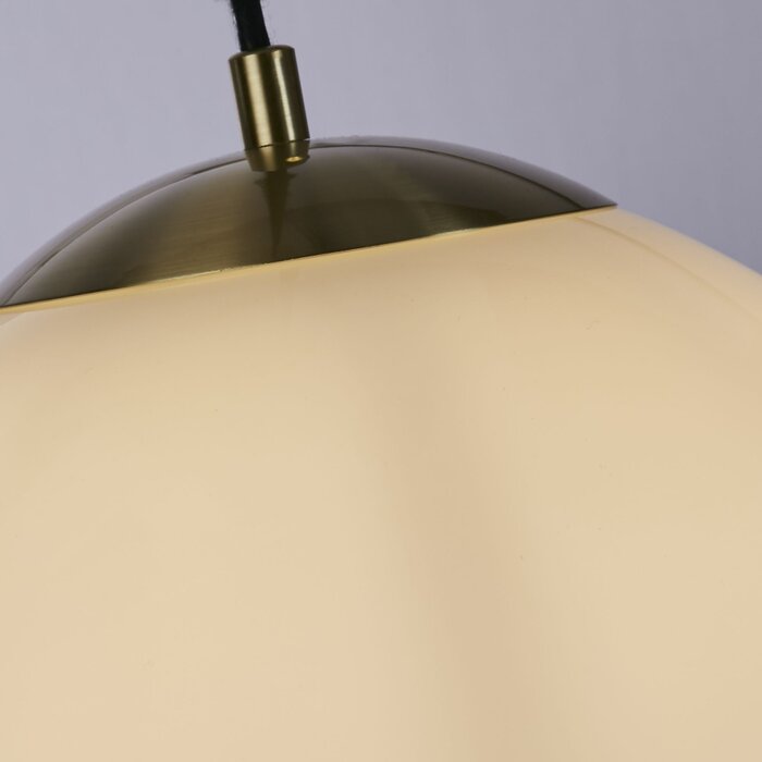 Flick - Brass & Opal Glass Globe Pendant Light - Small