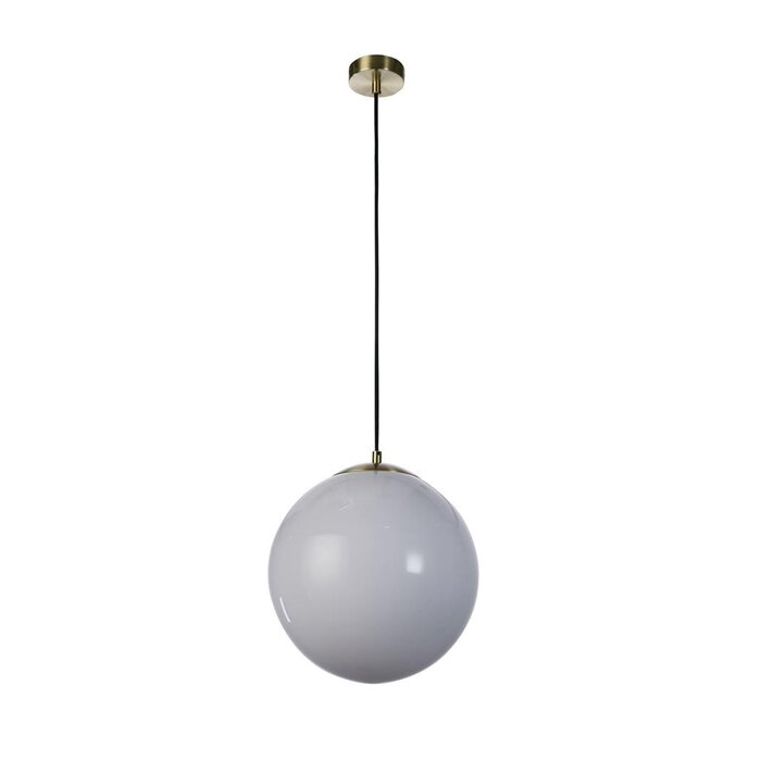 Flick - Brass & Opal Glass Globe Pendant Light - Small