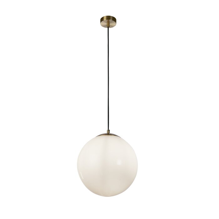 Flick - Brass & Opal Glass Globe Pendant Light - Small