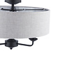 Sorrento - 3 Light Semi-Flush Ceiling Light Matt Black & Natural Shade - Laura Ashley