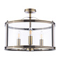 Harrington - 3 Light Semi-Flush Ceiling Light Antique Brass & Glass - Laura Ashley
