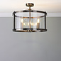 Harrington - 3 Light Semi-Flush Ceiling Light Antique Brass & Glass - Laura Ashley
