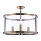 Harrington - 3 Light Semi-Flush Ceiling Light Antique Brass & Glass - Laura Ashley