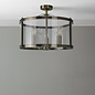 Harrington - 3 Light Semi-Flush Ceiling Light Antique Brass & Glass - Laura Ashley