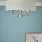 Sorrento - 3 Light Semi-Flush Ceiling Light Satin Nickel & Natural Shade - Laura Ashley