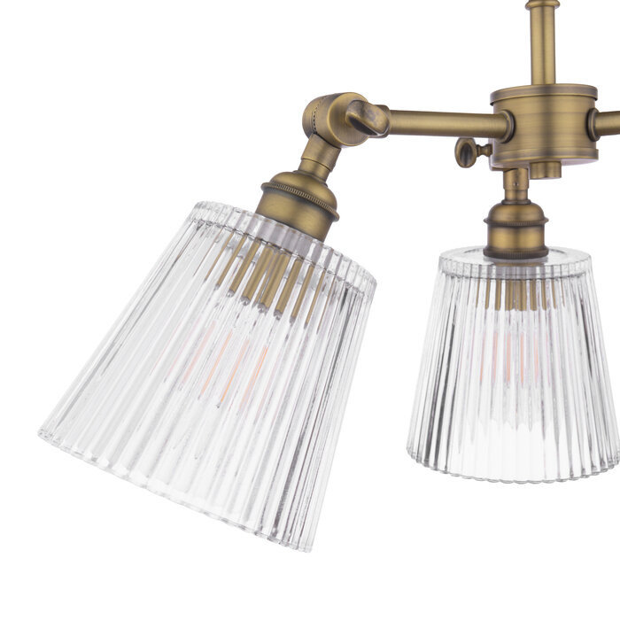 Callaghan - 3 Light Semi Flush Ceiling Light - Antique Brass & Ribbed Glass - Laura Ashley