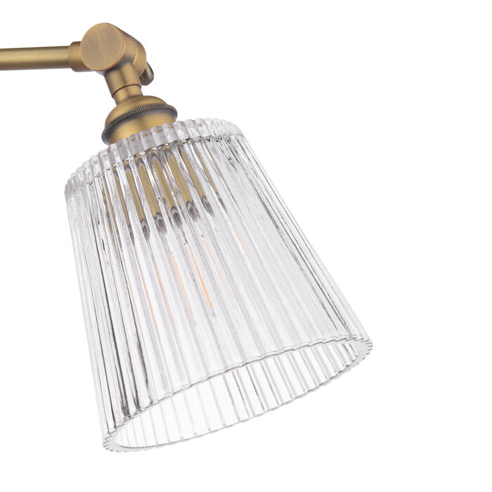 Callaghan - 3 Light Semi Flush Ceiling Light - Antique Brass & Ribbed Glass - Laura Ashley