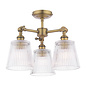 Callaghan - 3 Light Semi Flush Ceiling Light - Antique Brass & Ribbed Glass - Laura Ashley