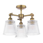 Callaghan - 3 Light Semi Flush Ceiling Light - Antique Brass & Ribbed Glass - Laura Ashley