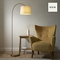 Carlton - Modern Arc Brass Floor Lamp - with Natural Fabric Shade