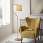 Clement - Brushed Brass Floor Lamp with Linen Shade – Reading Light for Living Rooms