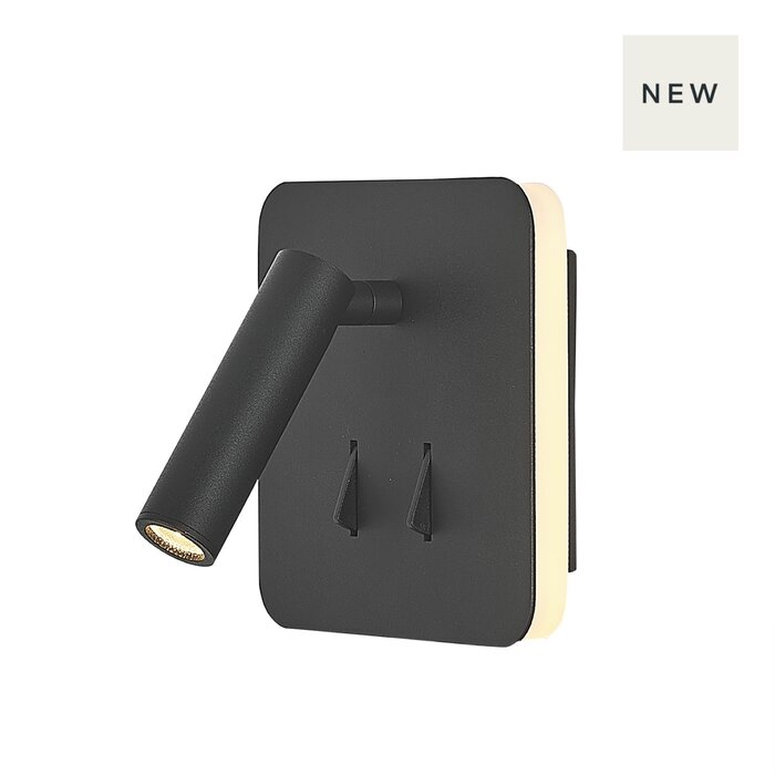 Kaye - Minimalist Bedside Wall Light - Square - Black