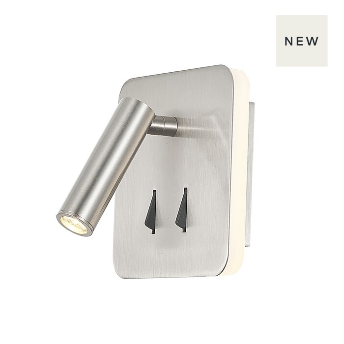 Kaye - Two Light Minimalist LED Reading Wall Light - Square -  Satin Nickel
